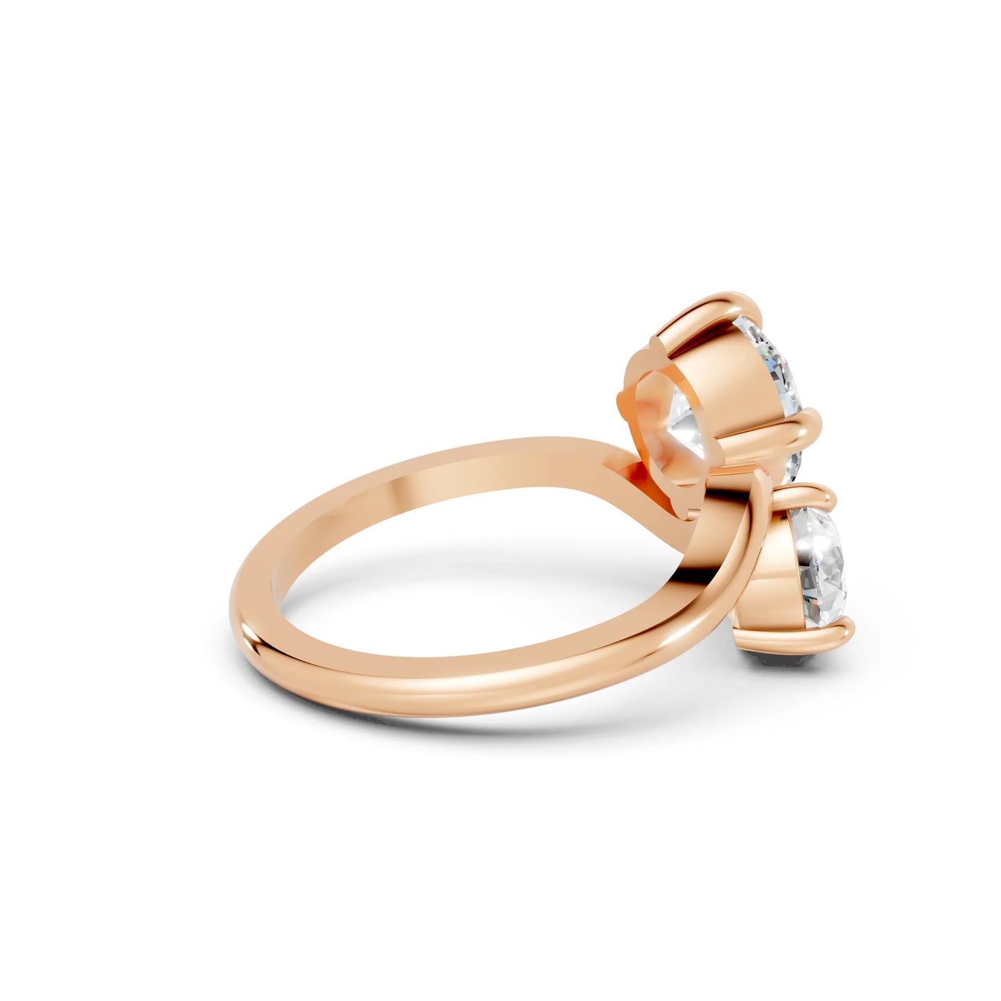 14K Gold Pear and Round Cut Diamond Toi et Moi Engagement Ring