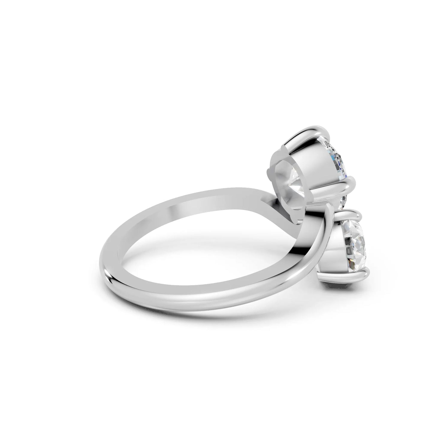 14K Gold Pear and Round Cut Diamond Toi et Moi Engagement Ring