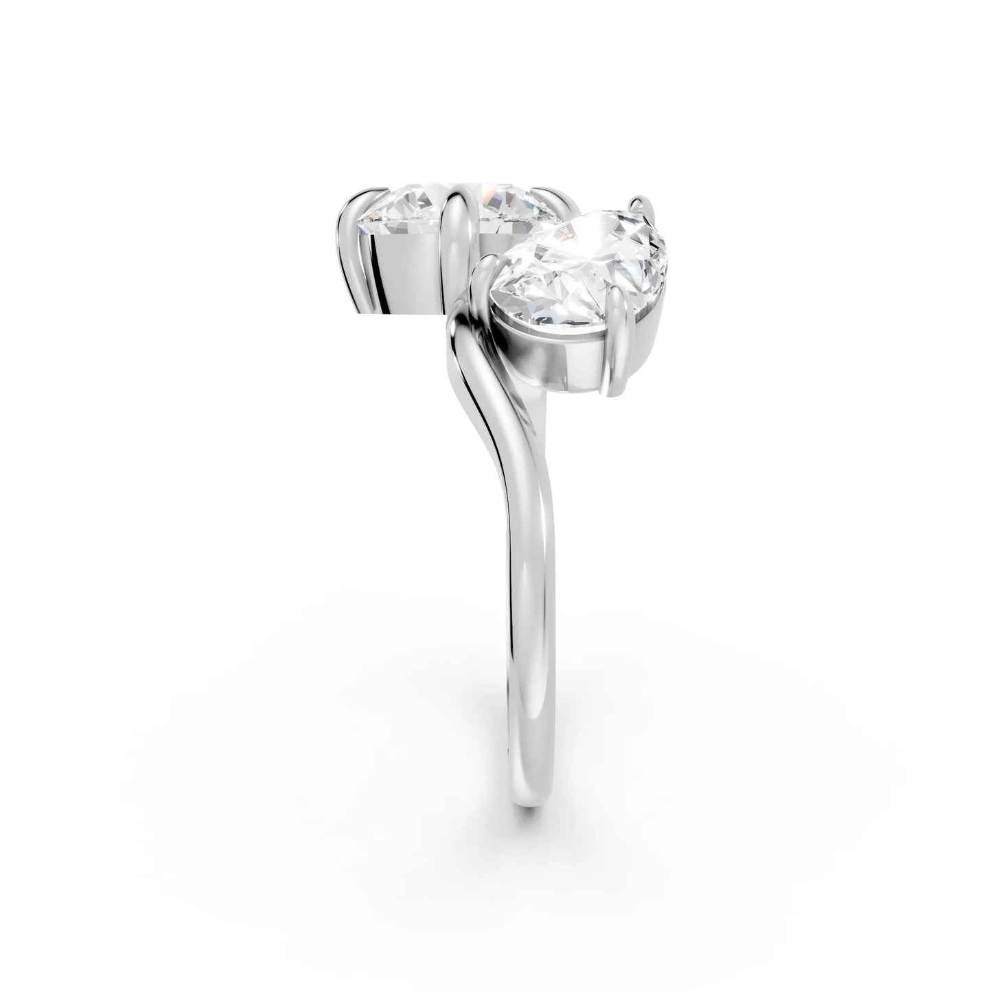 14K Gold Pear and Round Cut Diamond Toi et Moi Engagement Ring