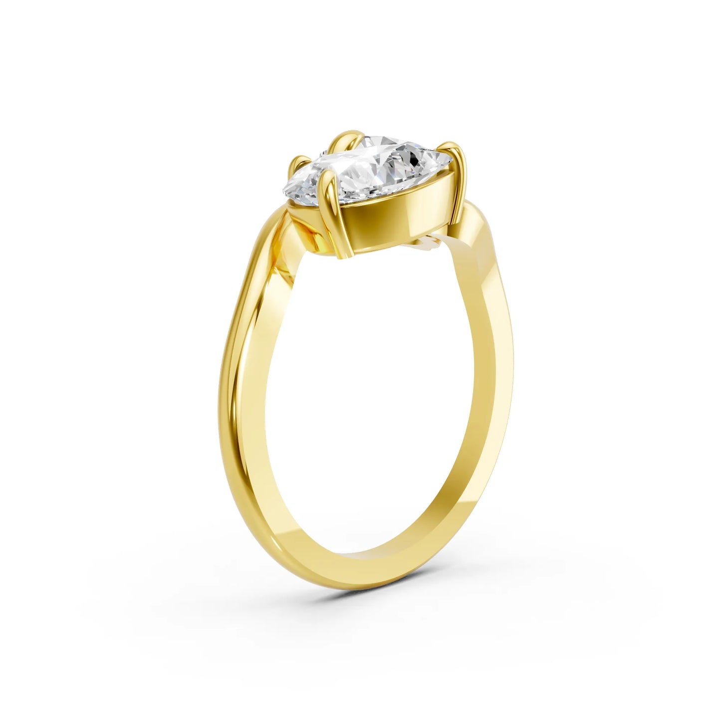 14K Gold Pear and Round Cut Diamond Toi et Moi Engagement Ring