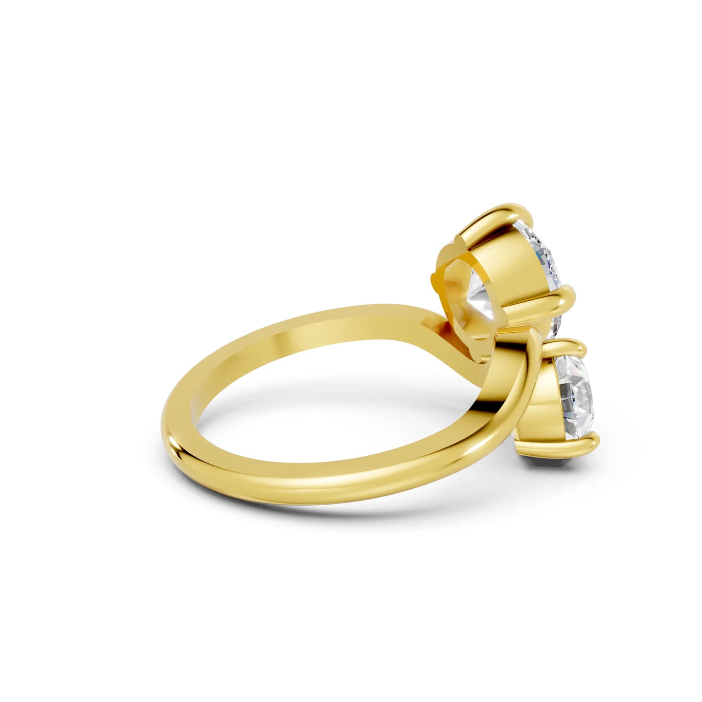 14K Gold Pear and Round Cut Diamond Toi et Moi Engagement Ring
