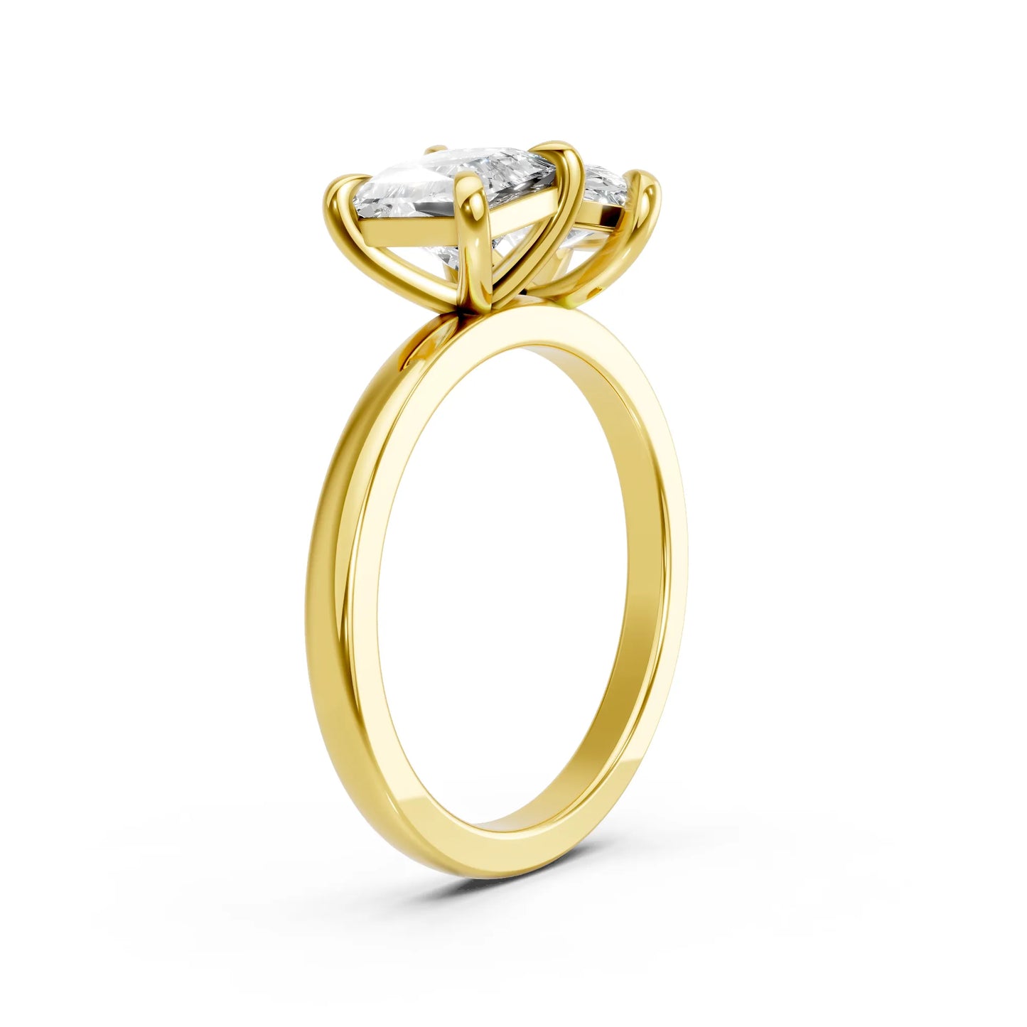 14K Gold Pear and Princess Cut Diamond Toi et Moi Engagement Ring