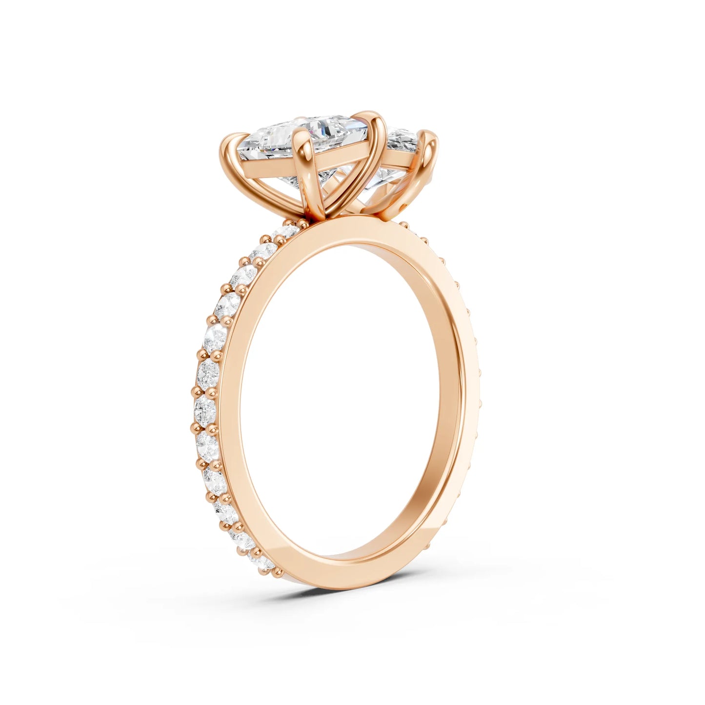 14K Gold Pear and Princess Cut Diamond Toi et Moi Engagement Ring with Side Accents