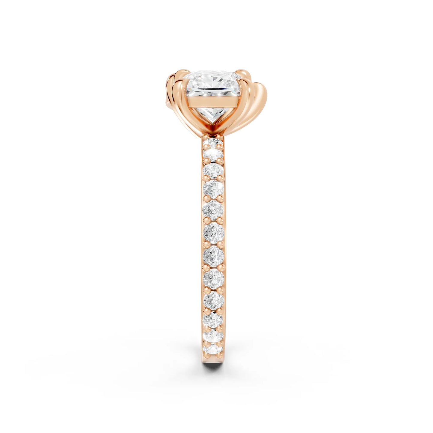 14K Gold Pear and Princess Cut Diamond Toi et Moi Engagement Ring with Side Accents