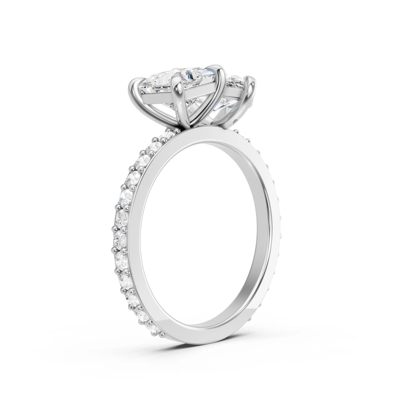 14K Gold Pear and Princess Cut Diamond Toi et Moi Engagement Ring with Side Accents