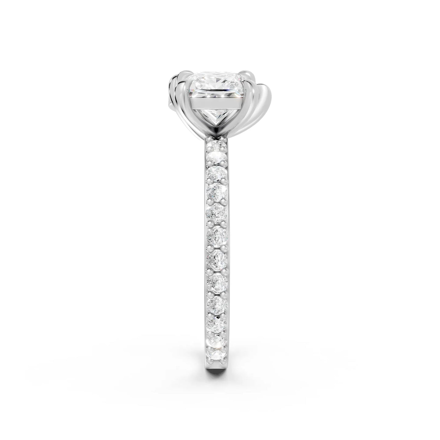 14K Gold Pear and Princess Cut Diamond Toi et Moi Engagement Ring with Side Accents