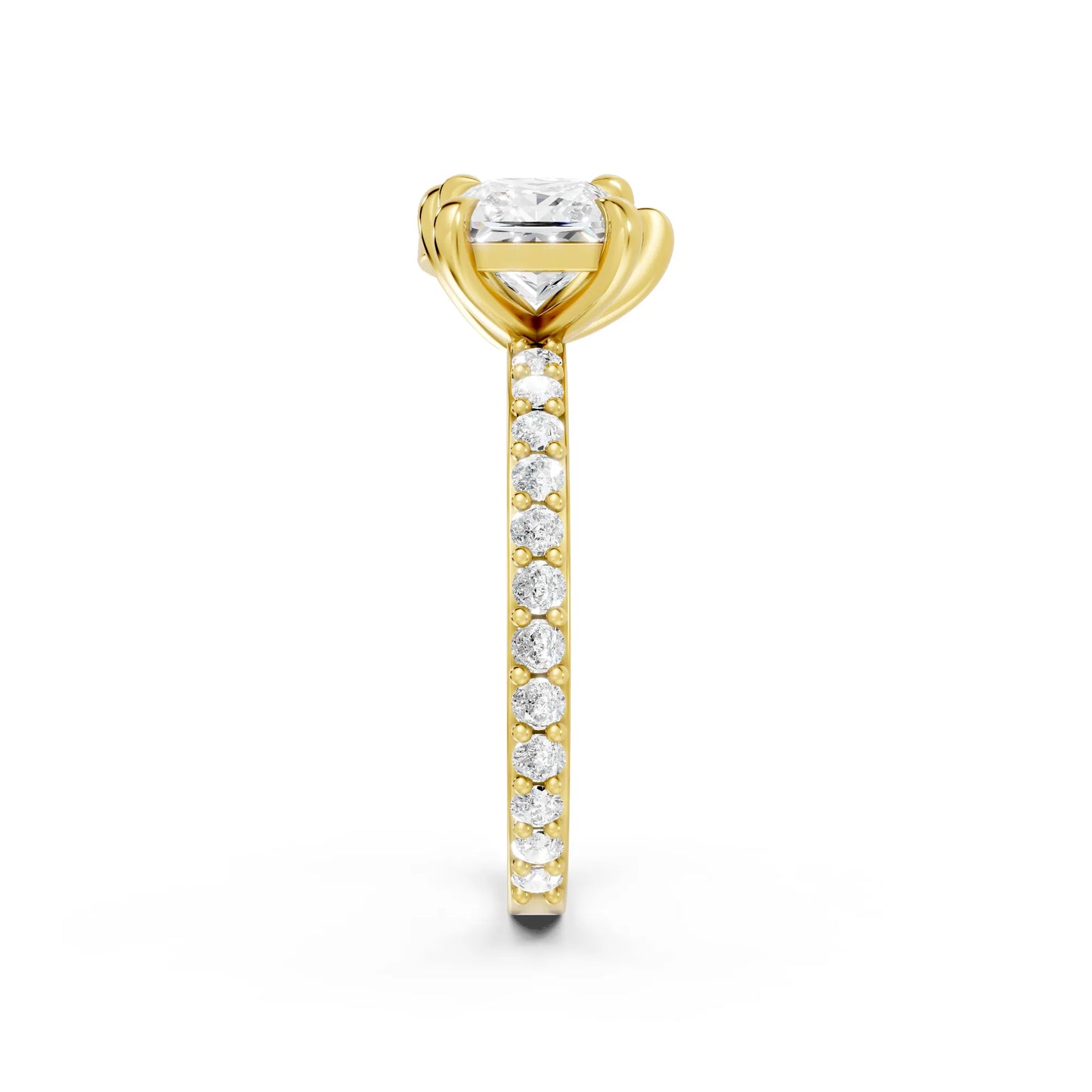 14K Gold Pear and Princess Cut Diamond Toi et Moi Engagement Ring with Side Accents