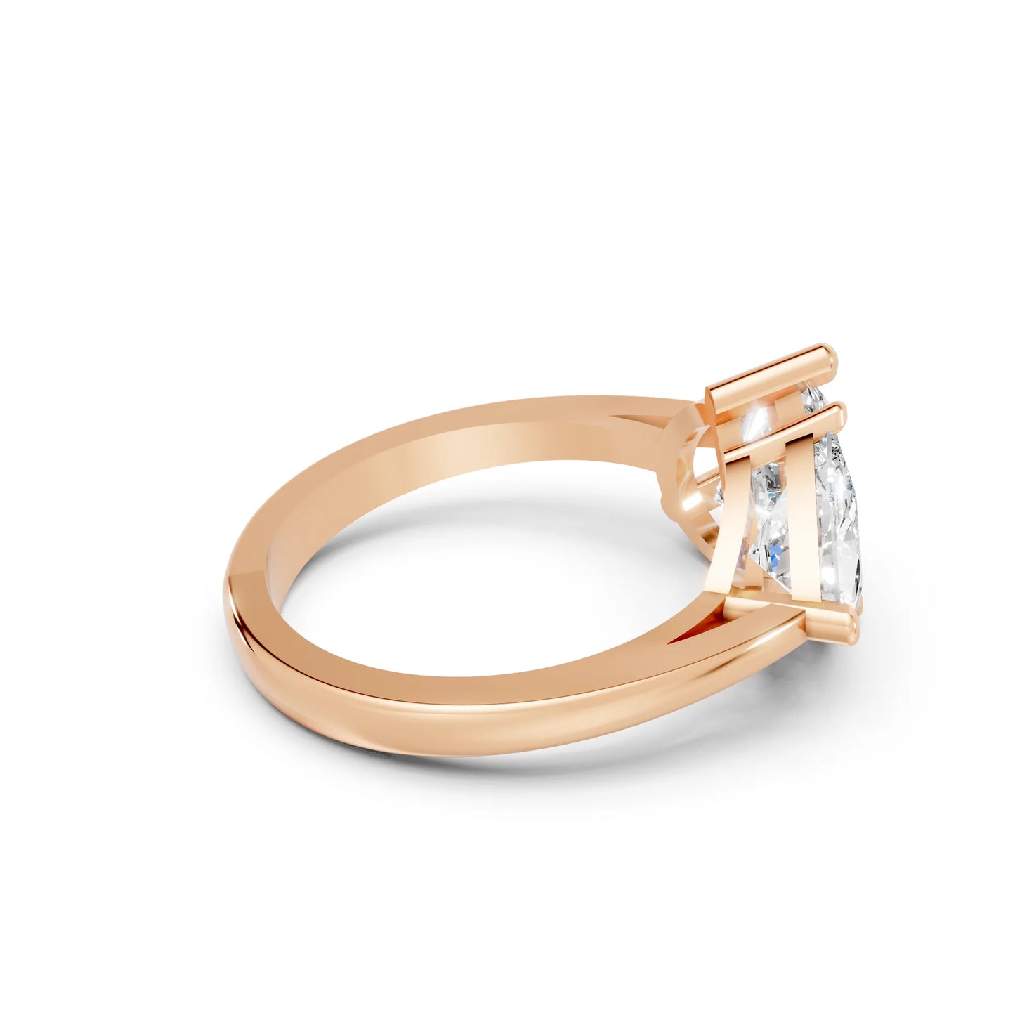 14K Gold Trillion and Pear Cut Diamond Toi et Moi Engagement Ring
