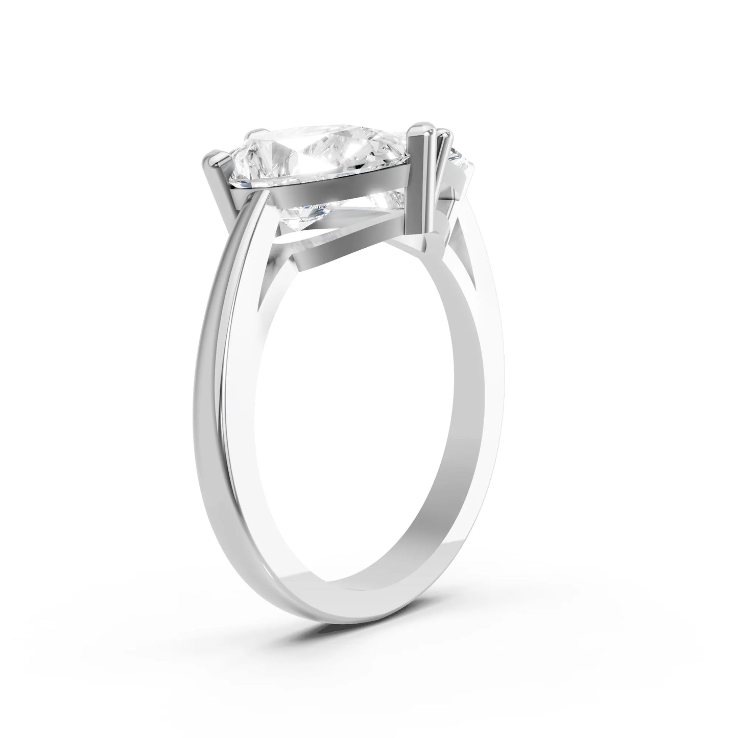 14K Gold Trillion and Pear Cut Diamond Toi et Moi Engagement Ring