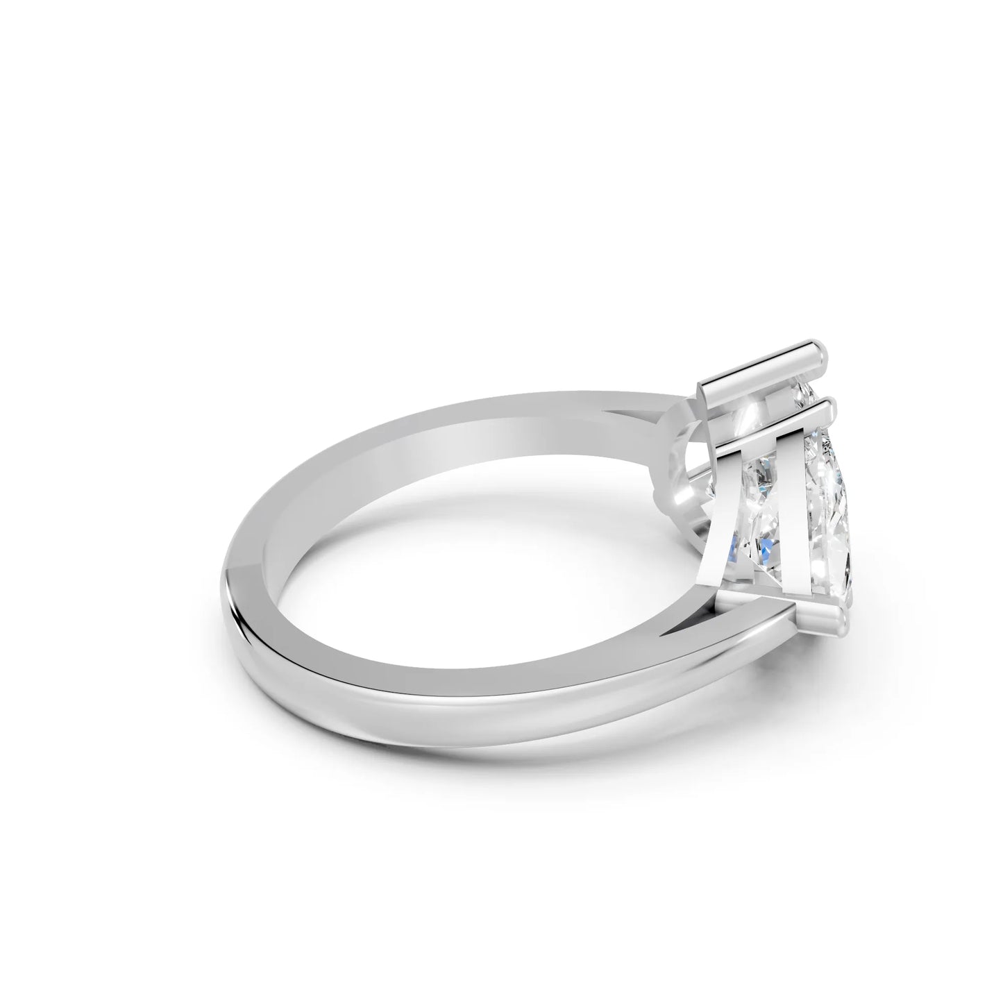 14K Gold Trillion and Pear Cut Diamond Toi et Moi Engagement Ring