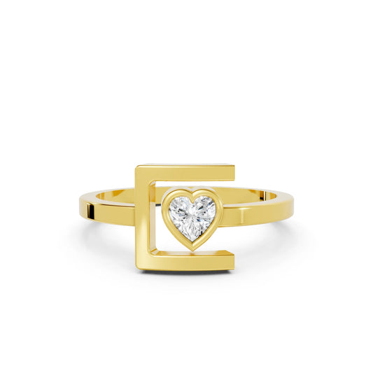 14K Gold Heart Cut Diamond Modern Bezel Engagement Ring
