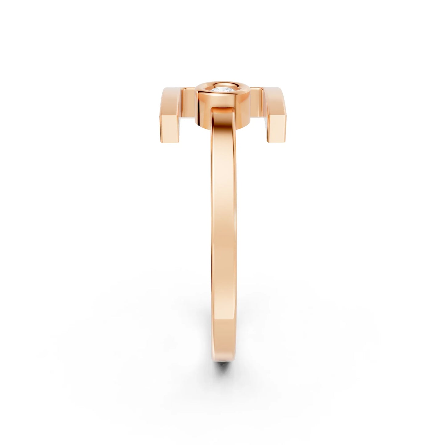 14K Gold Round Cut Diamond Modern Bezel Engagement Ring