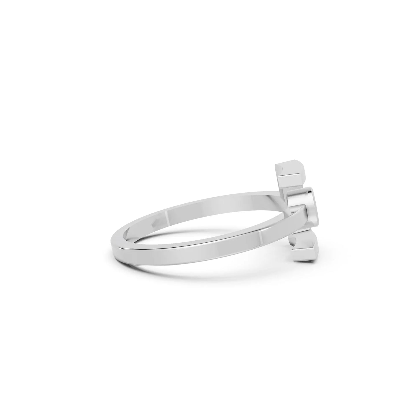 14K Gold Round Cut Diamond Modern Bezel Engagement Ring