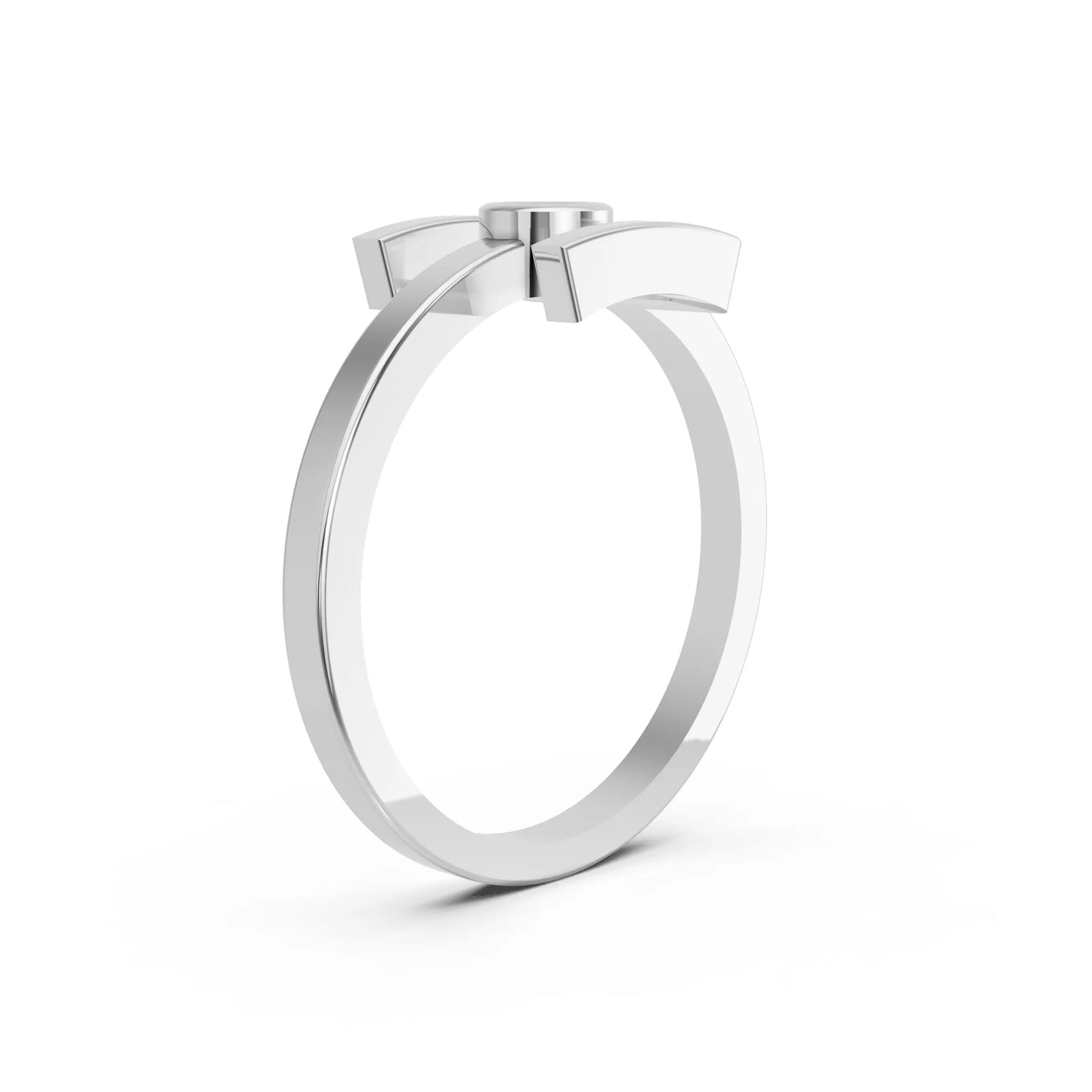14K Gold Round Cut Diamond Modern Bezel Engagement Ring