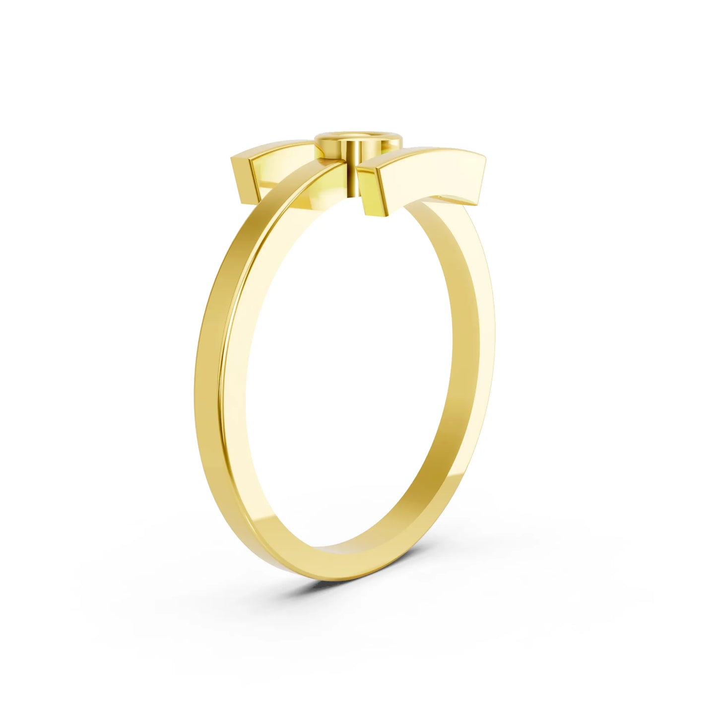 14K Gold Round Cut Diamond Modern Bezel Engagement Ring