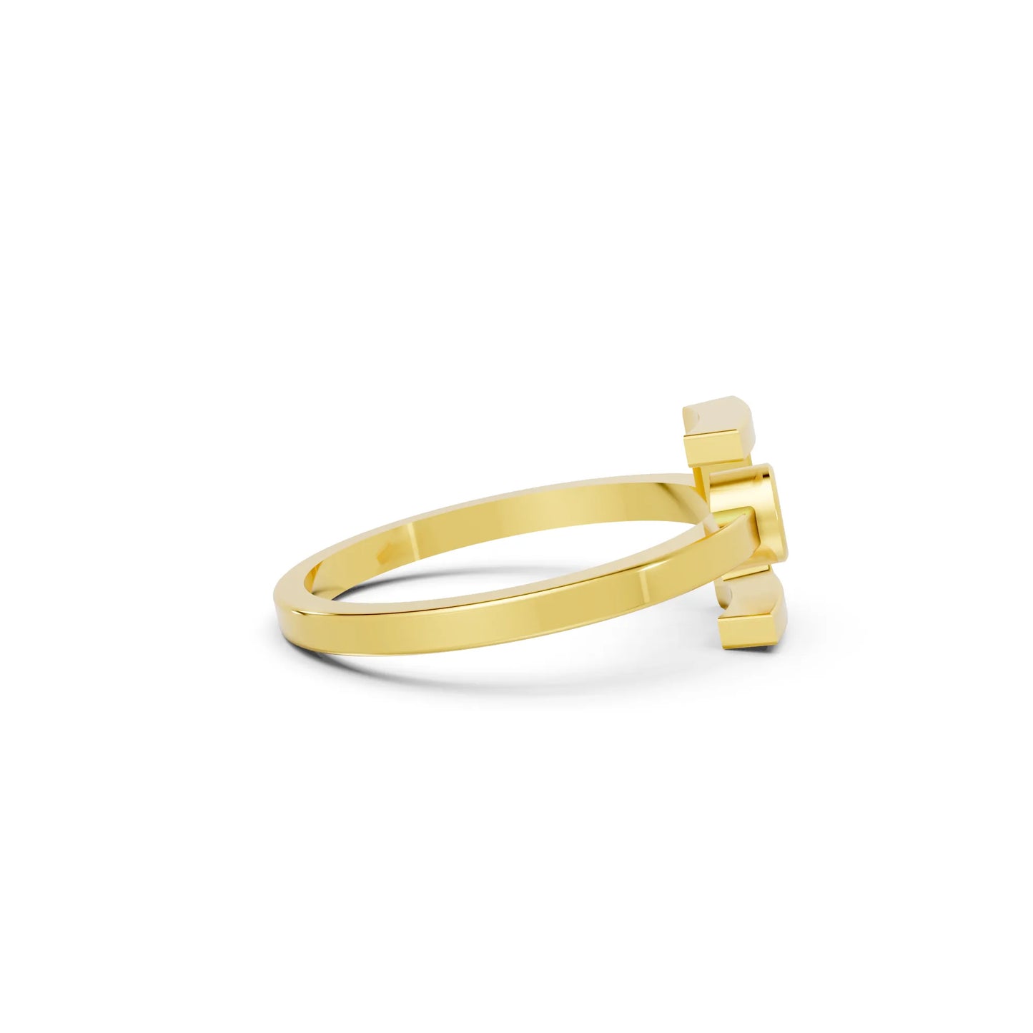 14K Gold Round Cut Diamond Modern Bezel Engagement Ring