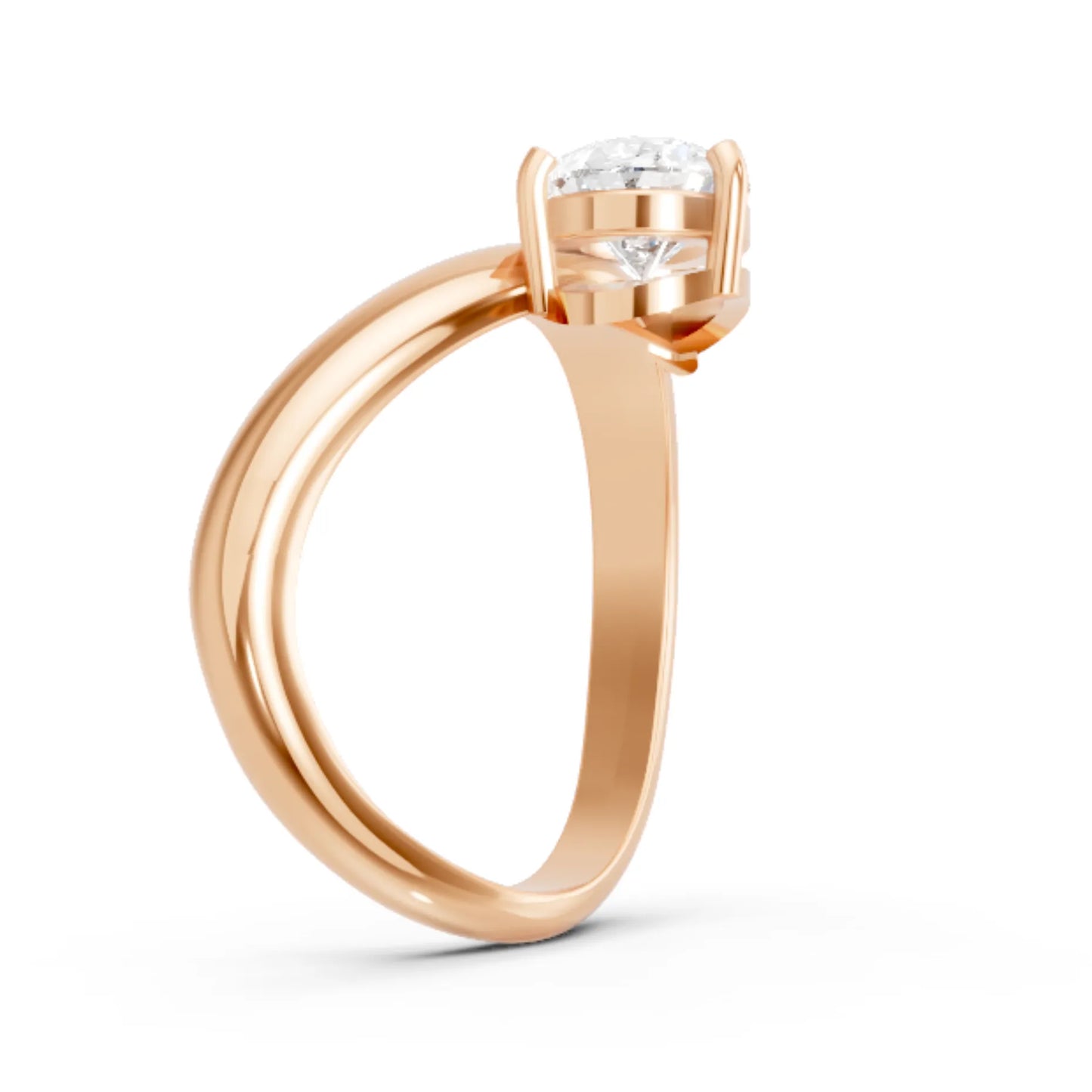 14K Gold Pear Cut Diamond Cloud Offset Engagement Ring