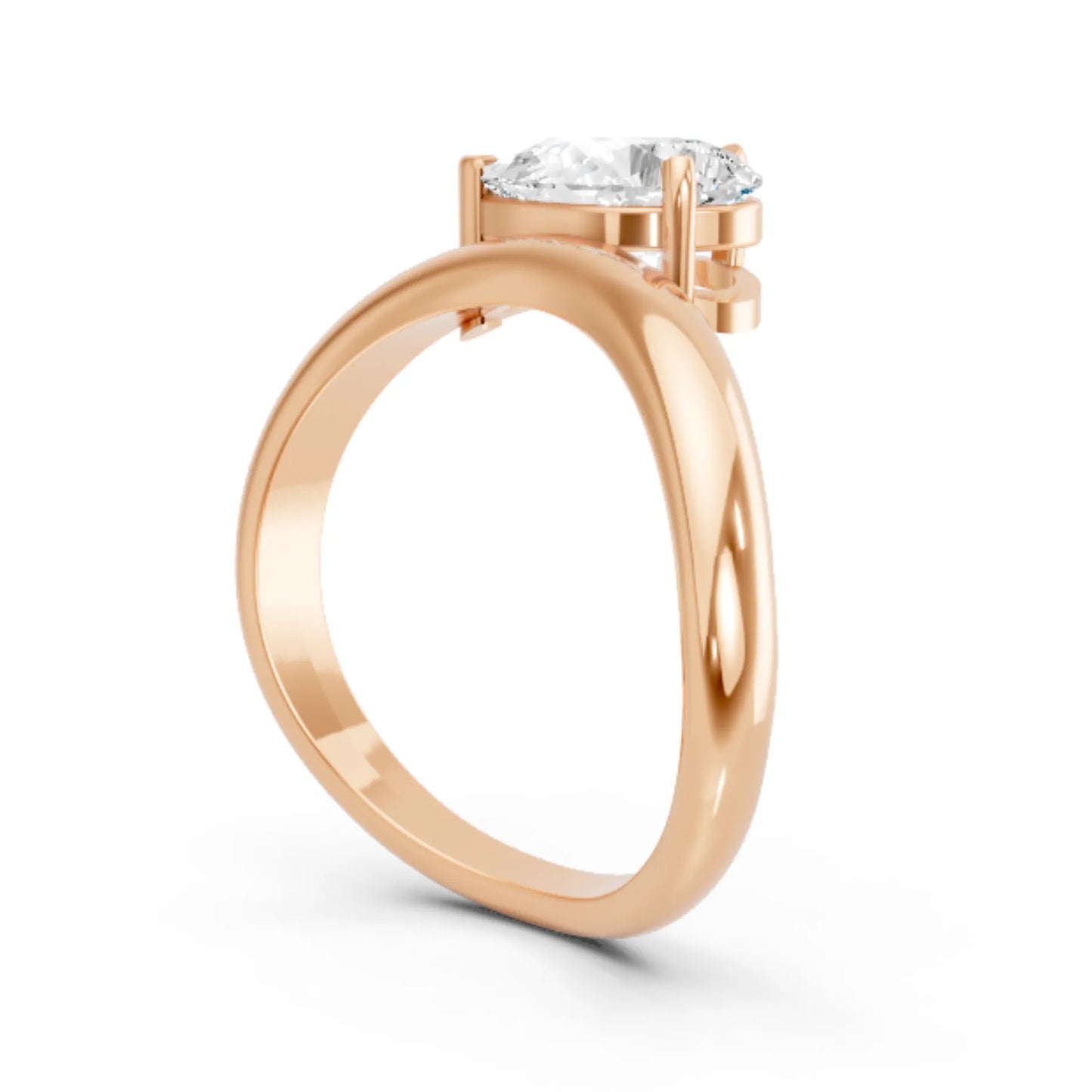 14K Gold Pear Cut Diamond Cloud Offset Engagement Ring