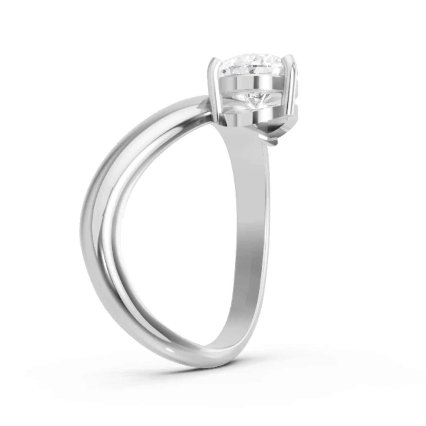 14K Gold Pear Cut Diamond Cloud Offset Engagement Ring