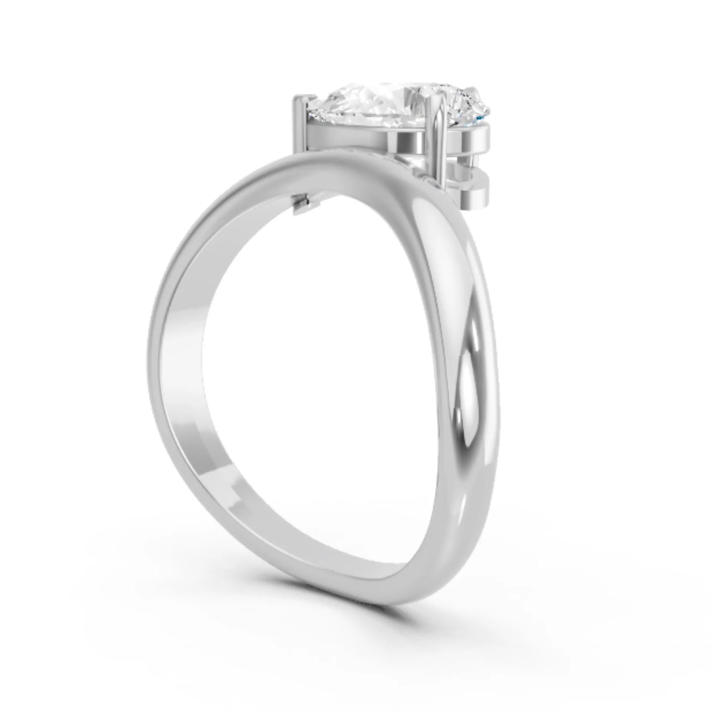 14K Gold Pear Cut Diamond Cloud Offset Engagement Ring