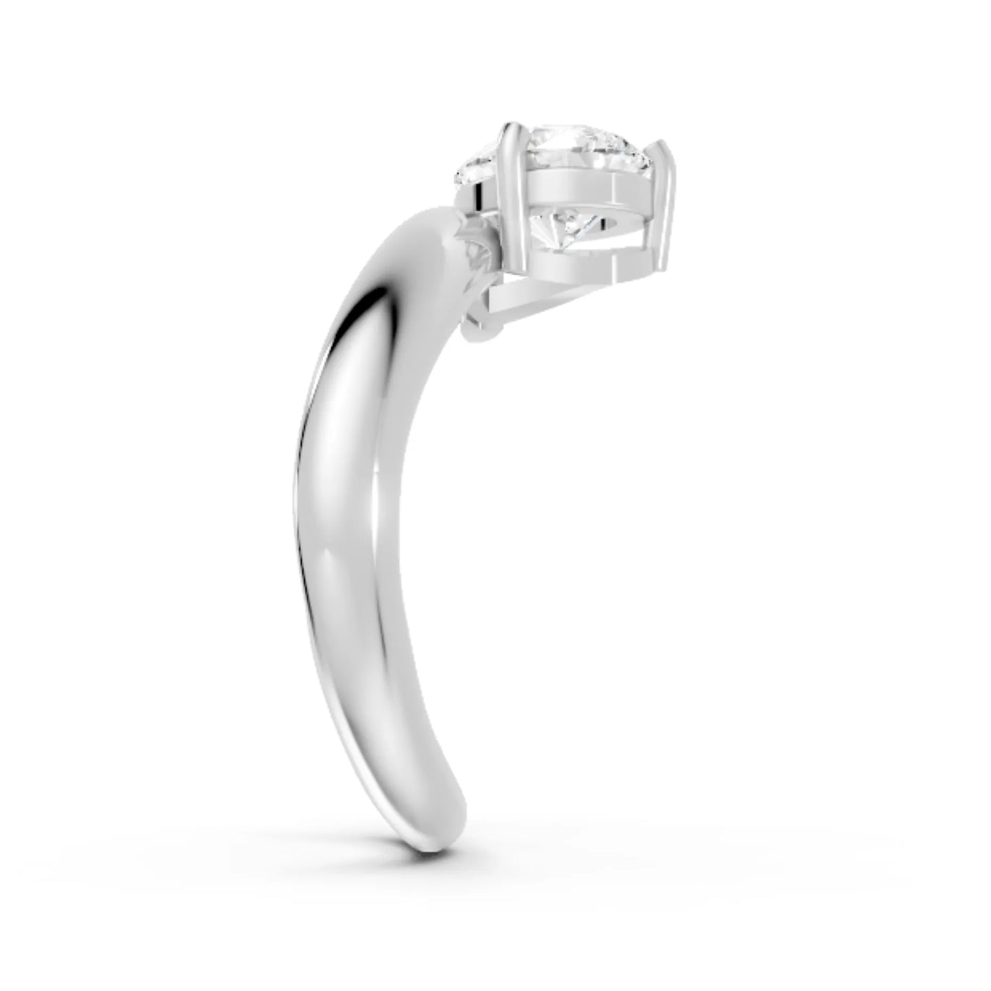 14K Gold Pear Cut Diamond Cloud Offset Engagement Ring