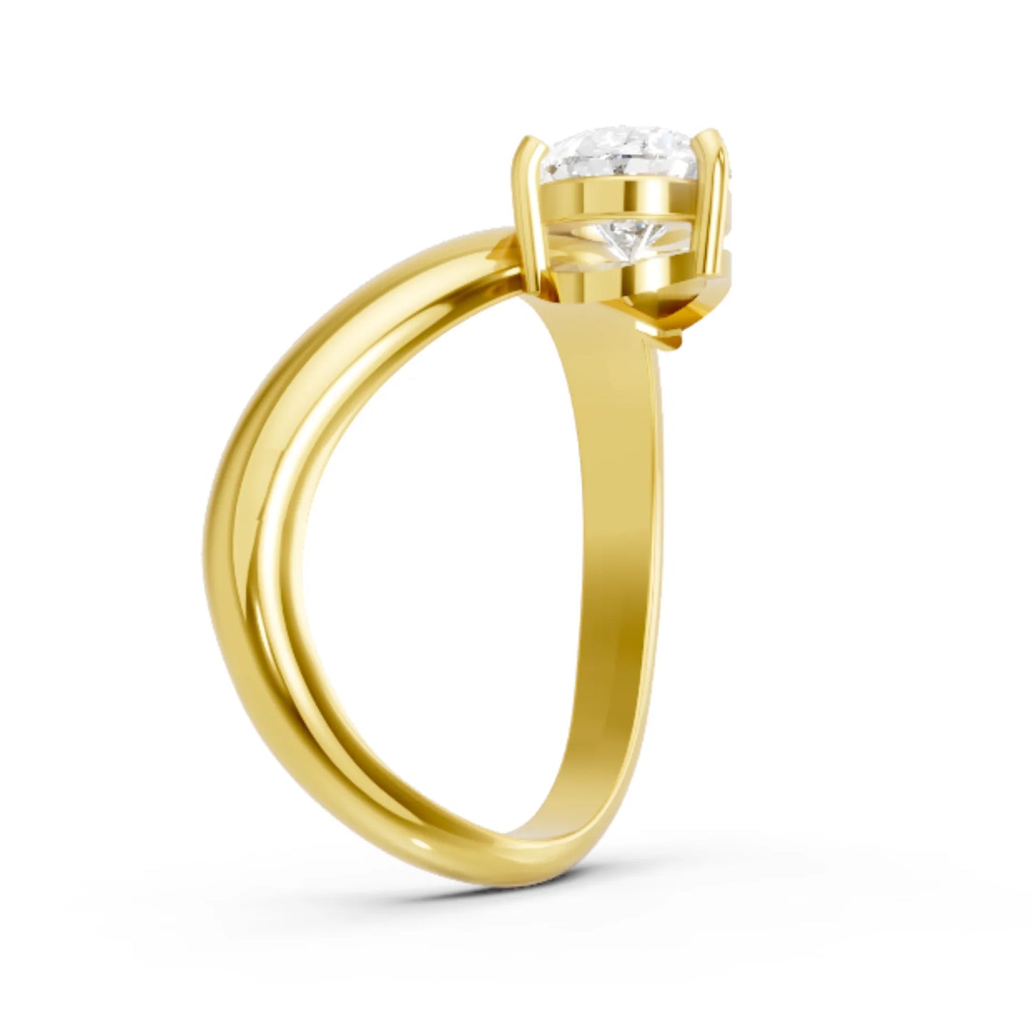 14K Gold Pear Cut Diamond Cloud Offset Engagement Ring