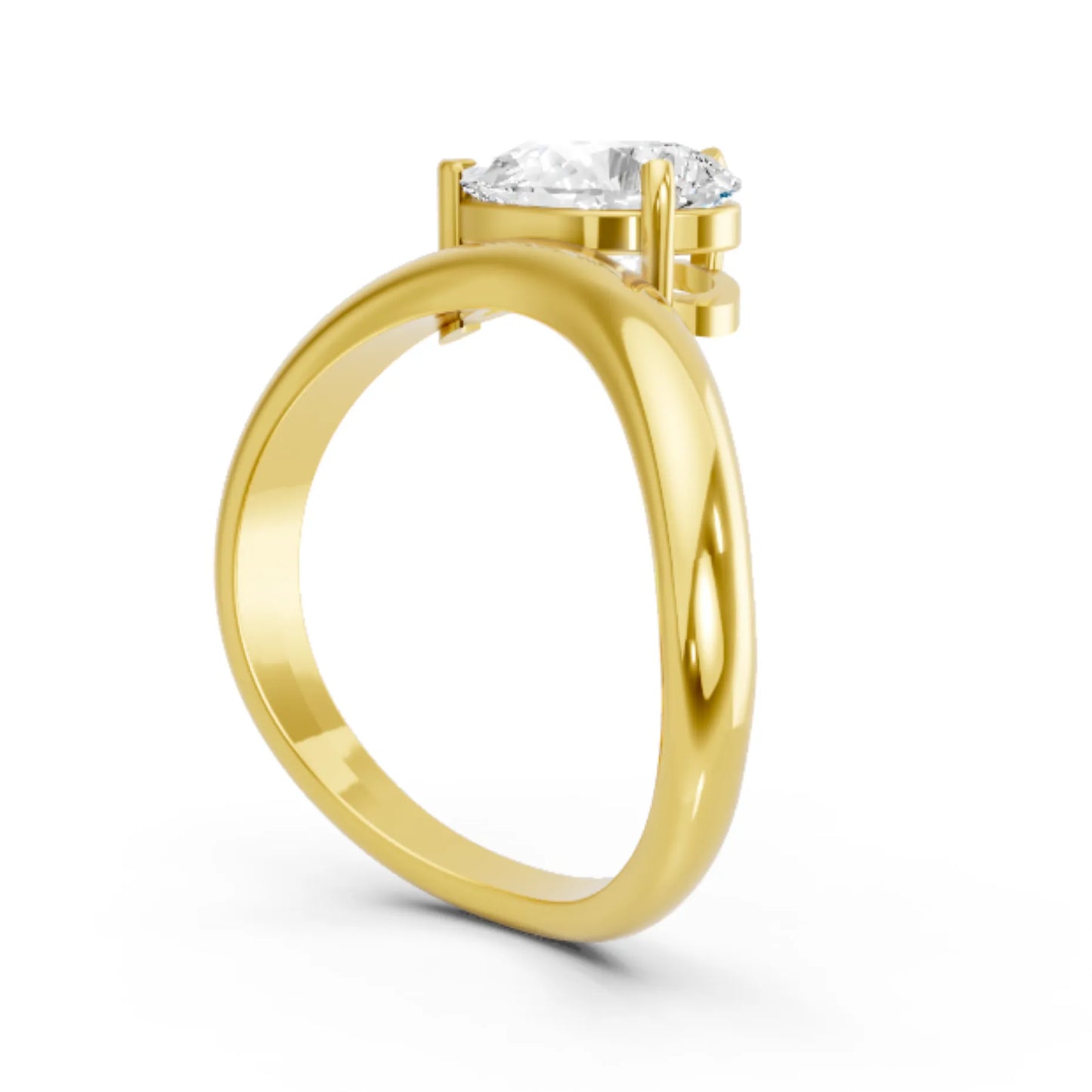 14K Gold Pear Cut Diamond Cloud Offset Engagement Ring