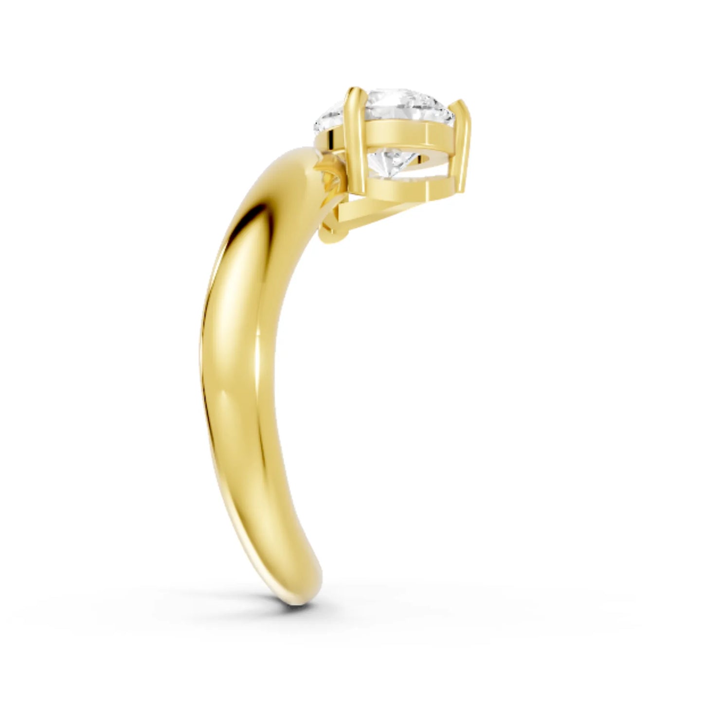14K Gold Pear Cut Diamond Cloud Offset Engagement Ring