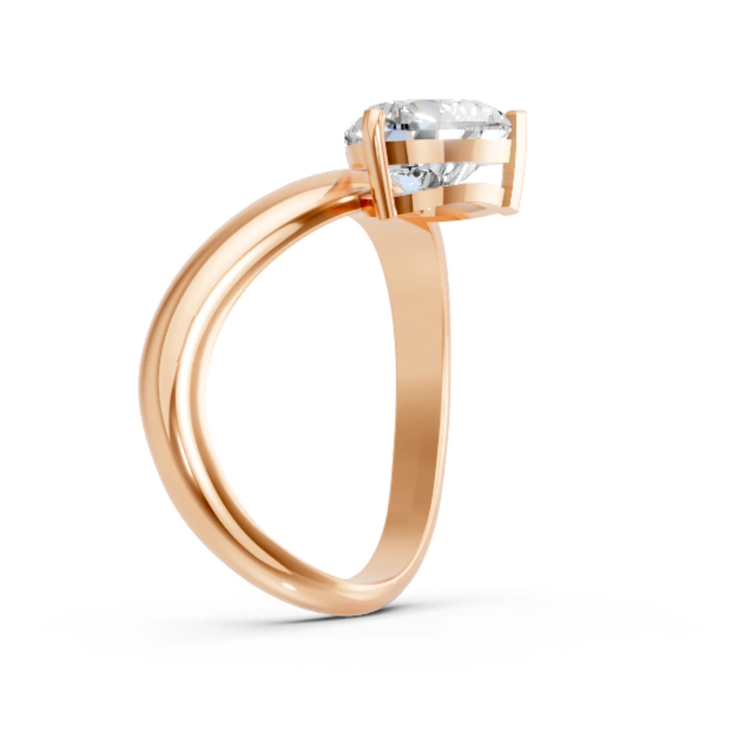 14K Gold Heart Cut Diamond Cloud Offset Engagement Ring