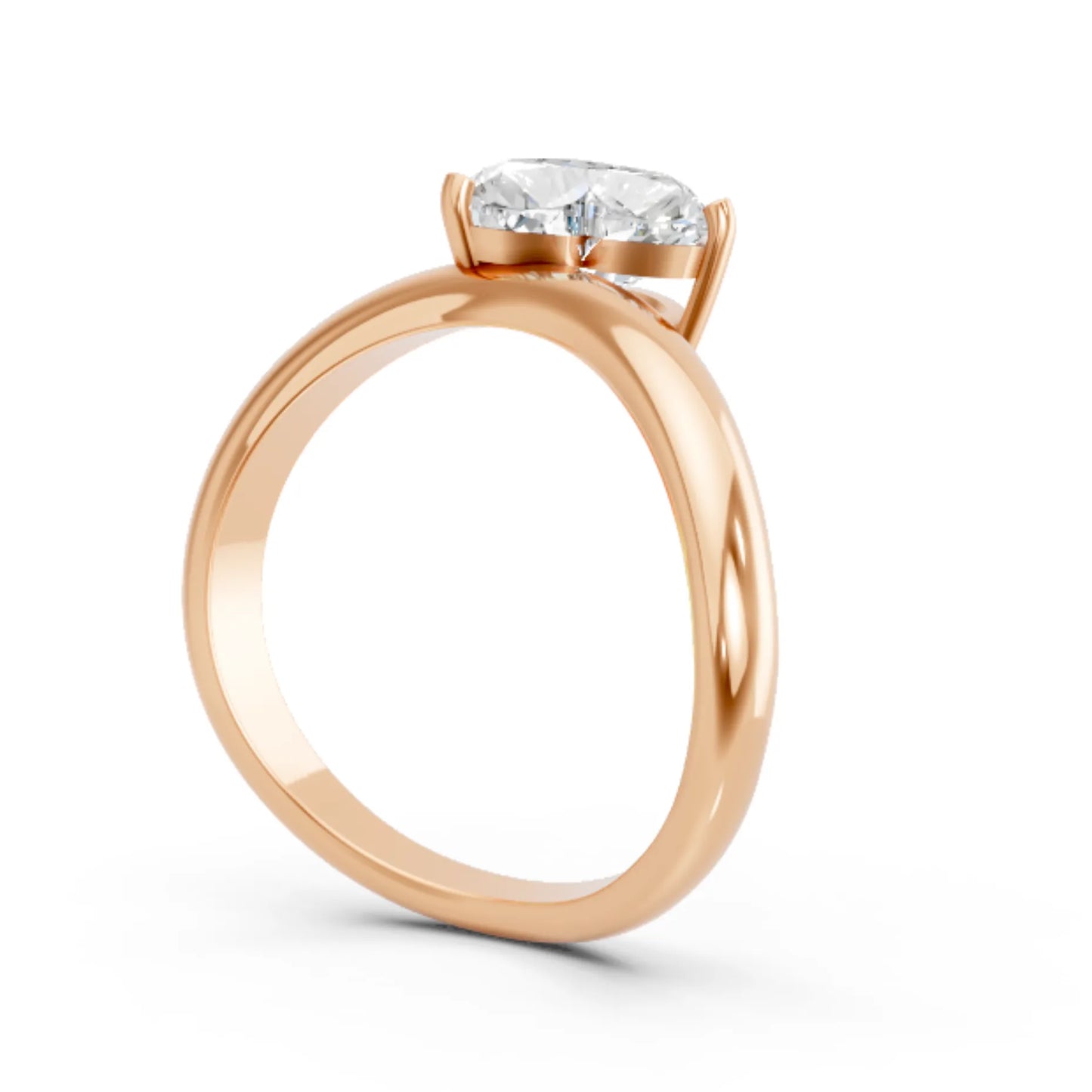 14K Gold Heart Cut Diamond Cloud Offset Engagement Ring