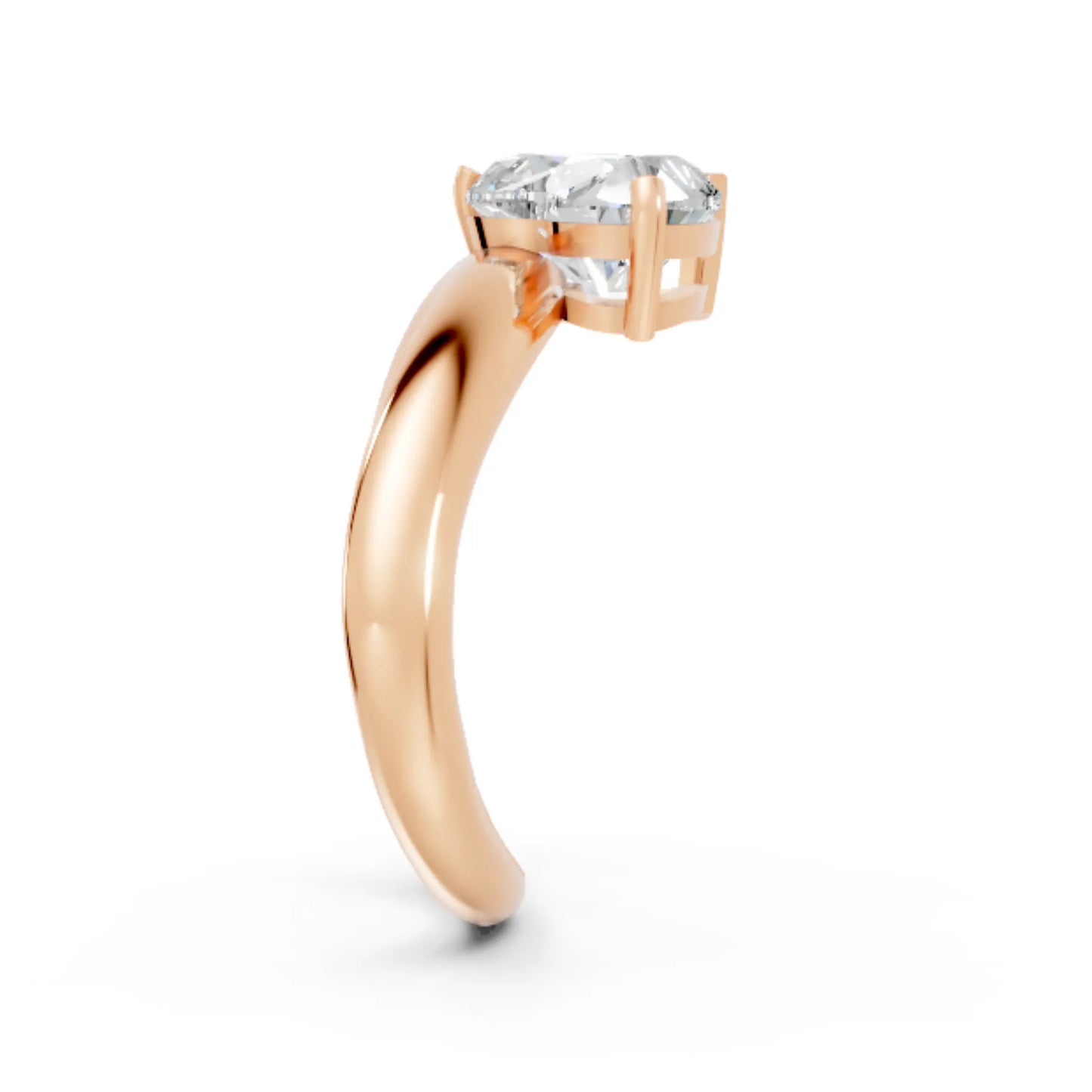 14K Gold Heart Cut Diamond Cloud Offset Engagement Ring