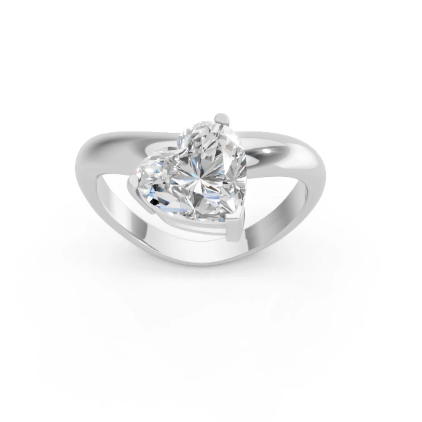14K Gold Heart Cut Diamond Cloud Offset Engagement Ring