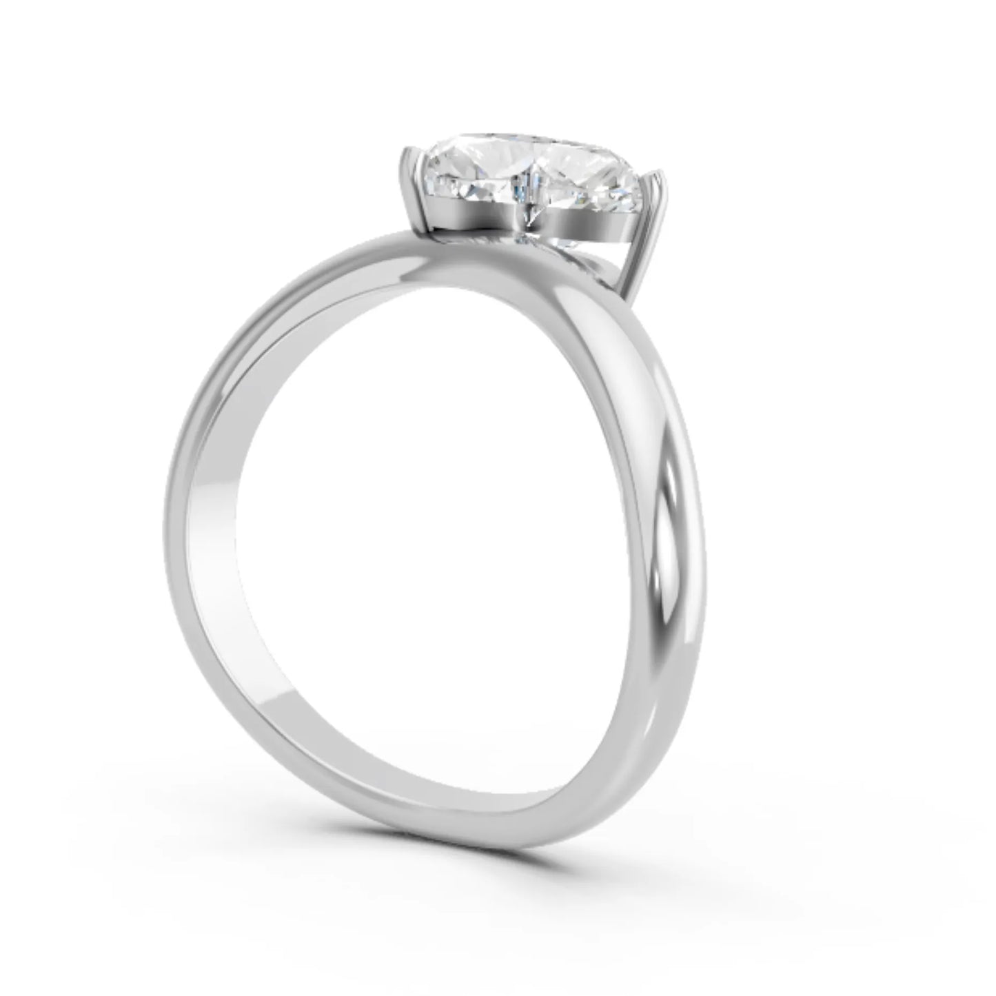 14K Gold Heart Cut Diamond Cloud Offset Engagement Ring