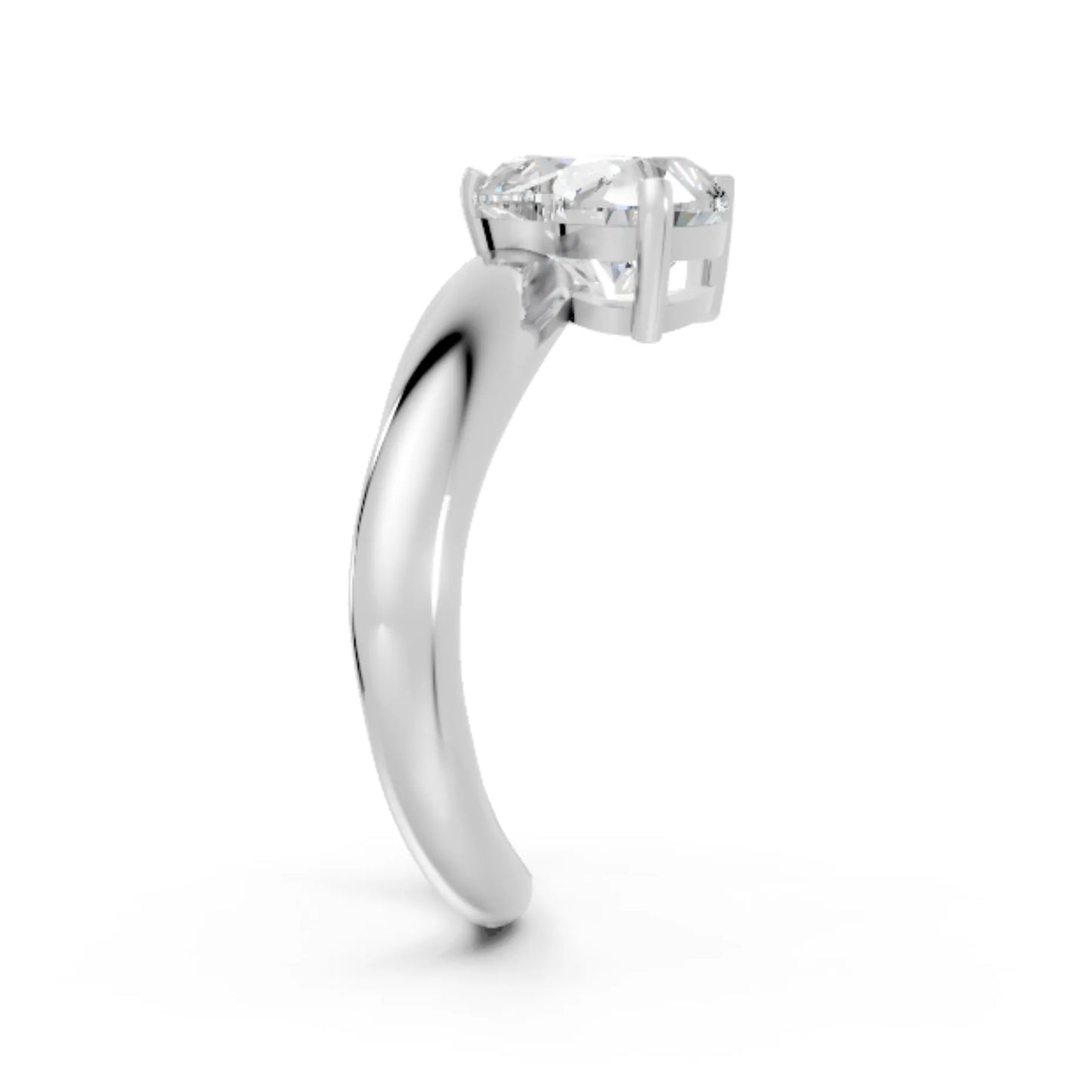 14K Gold Heart Cut Diamond Cloud Offset Engagement Ring