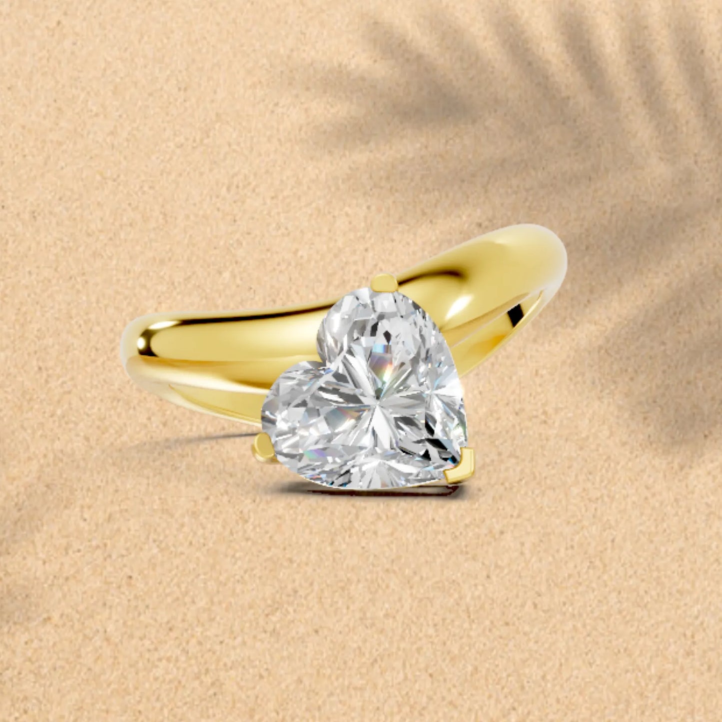 14K Gold Heart Cut Diamond Cloud Offset Engagement Ring