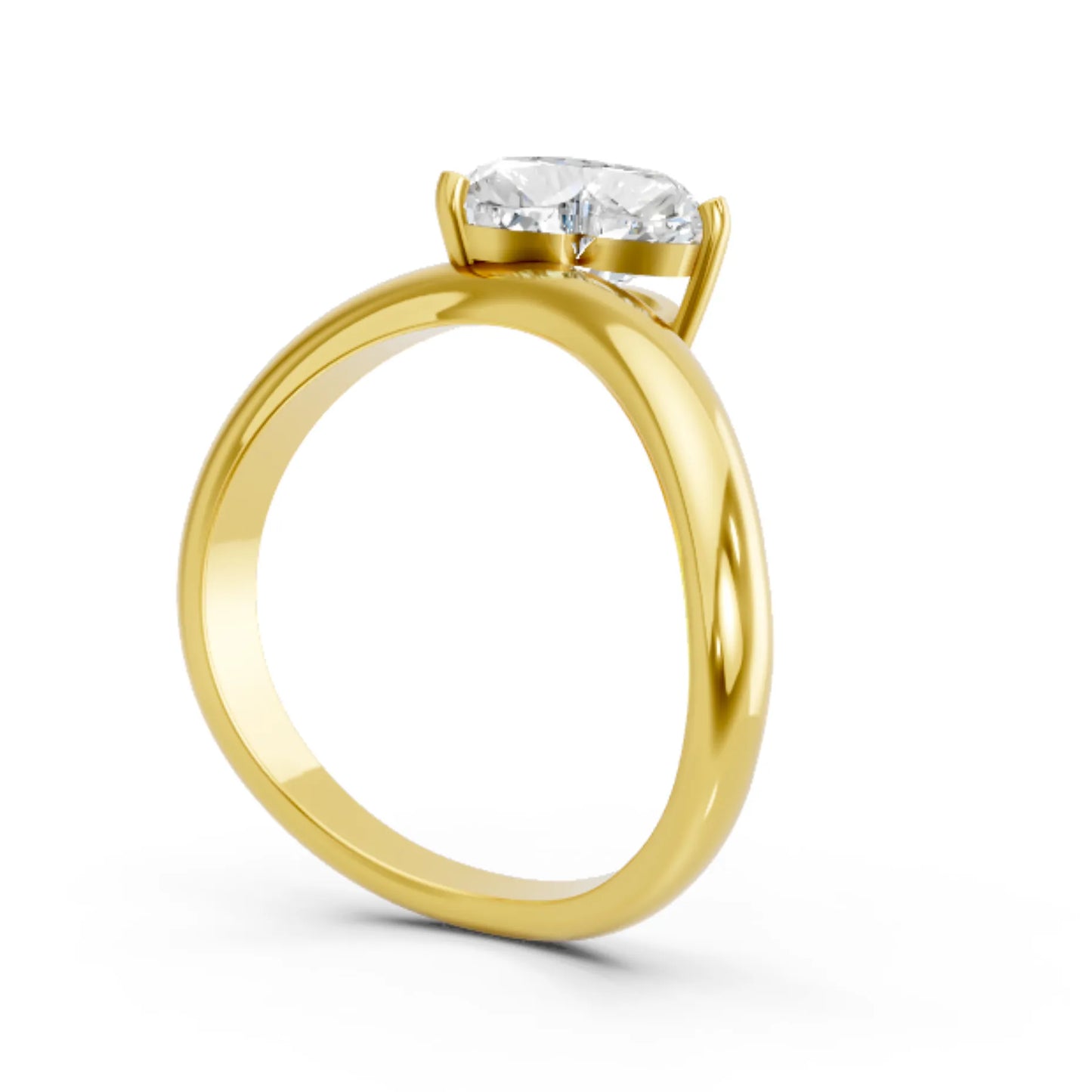 14K Gold Heart Cut Diamond Cloud Offset Engagement Ring