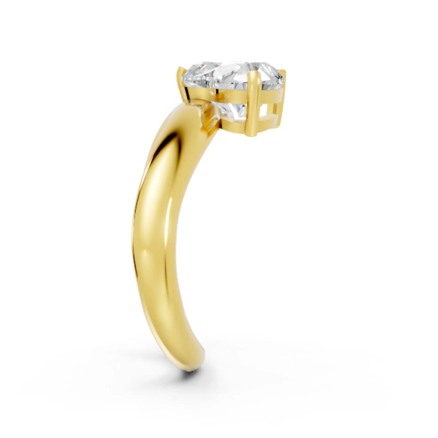 14K Gold Heart Cut Diamond Cloud Offset Engagement Ring