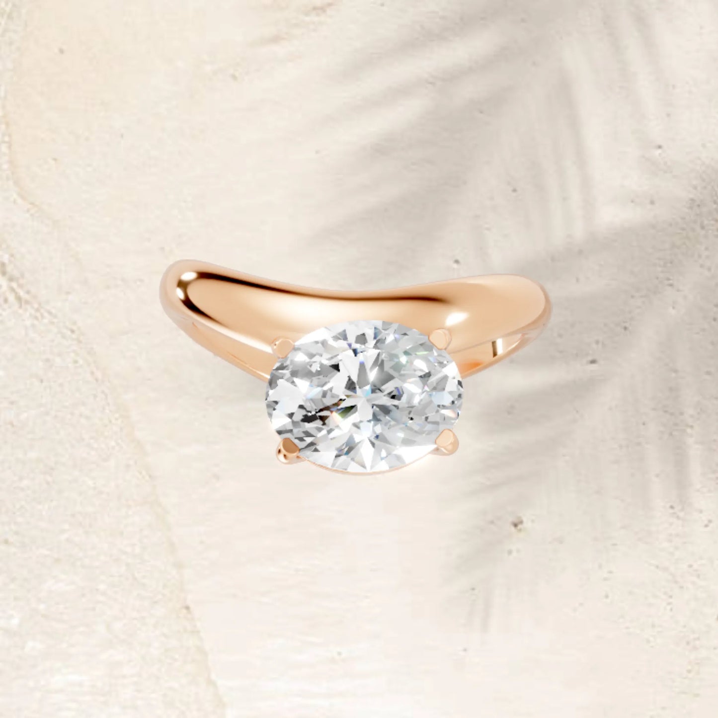 14K Gold Oval Cut Diamond Cloud Offset Engagement Ring