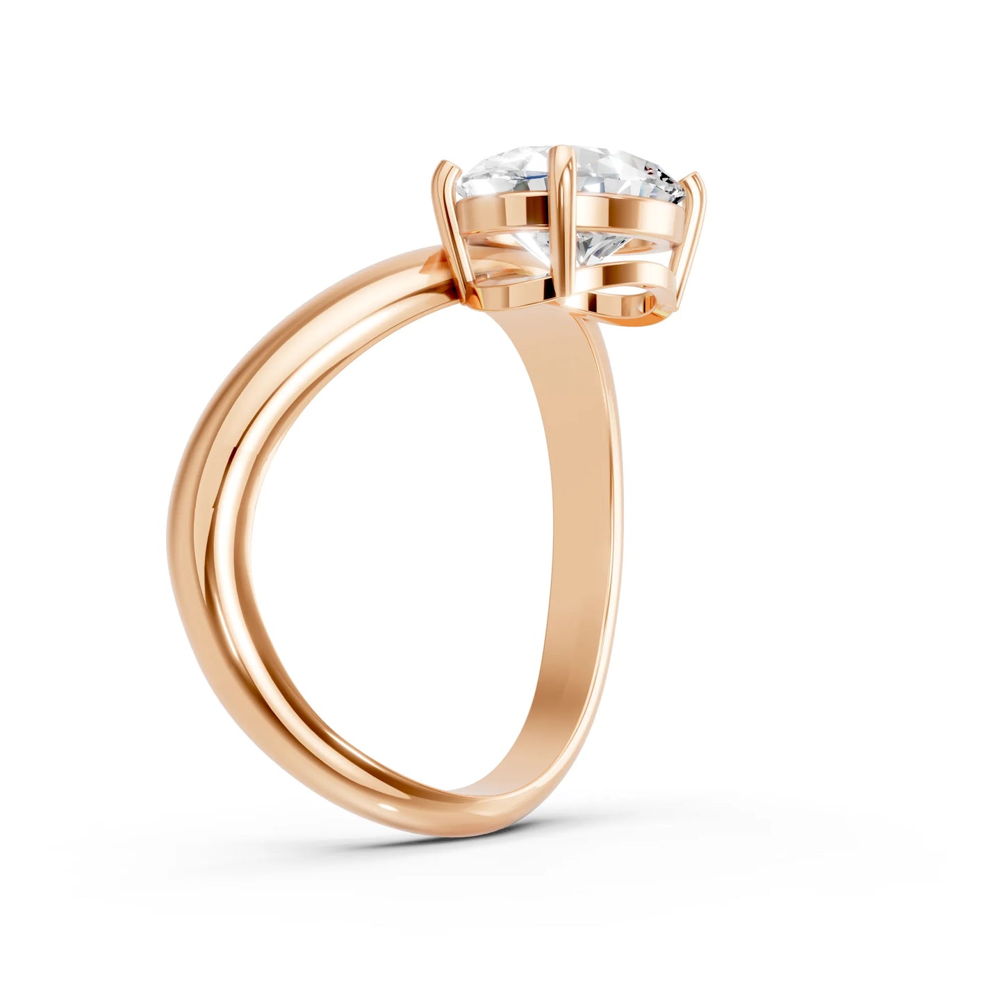 14K Gold Oval Cut Diamond Cloud Offset Engagement Ring