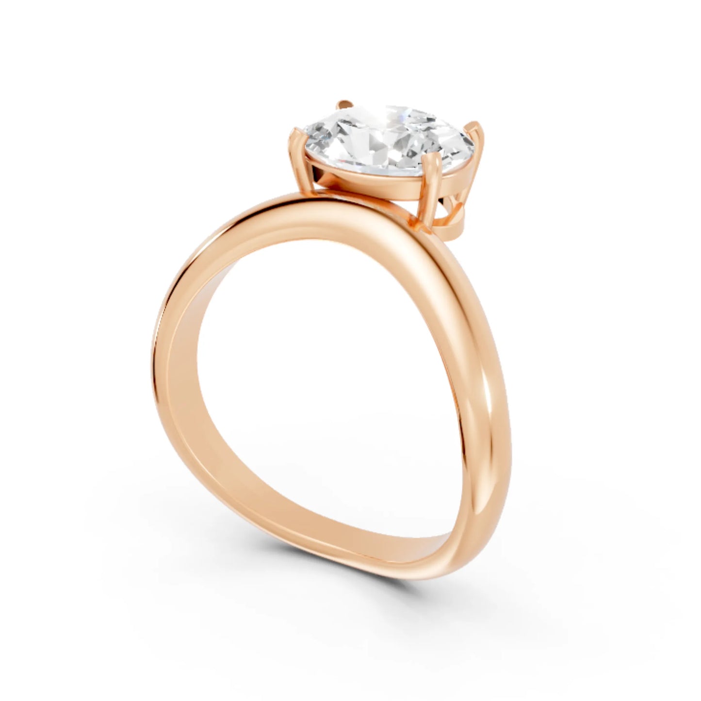 14K Gold Oval Cut Diamond Cloud Offset Engagement Ring
