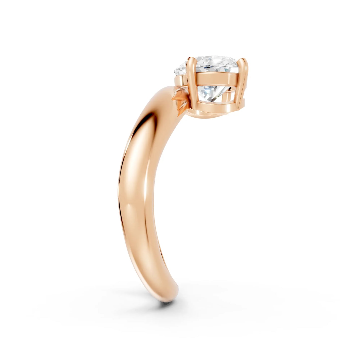 14K Gold Oval Cut Diamond Cloud Offset Engagement Ring
