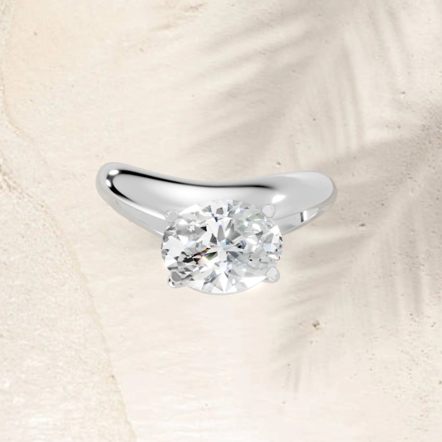 14K Gold Oval Cut Diamond Cloud Offset Engagement Ring