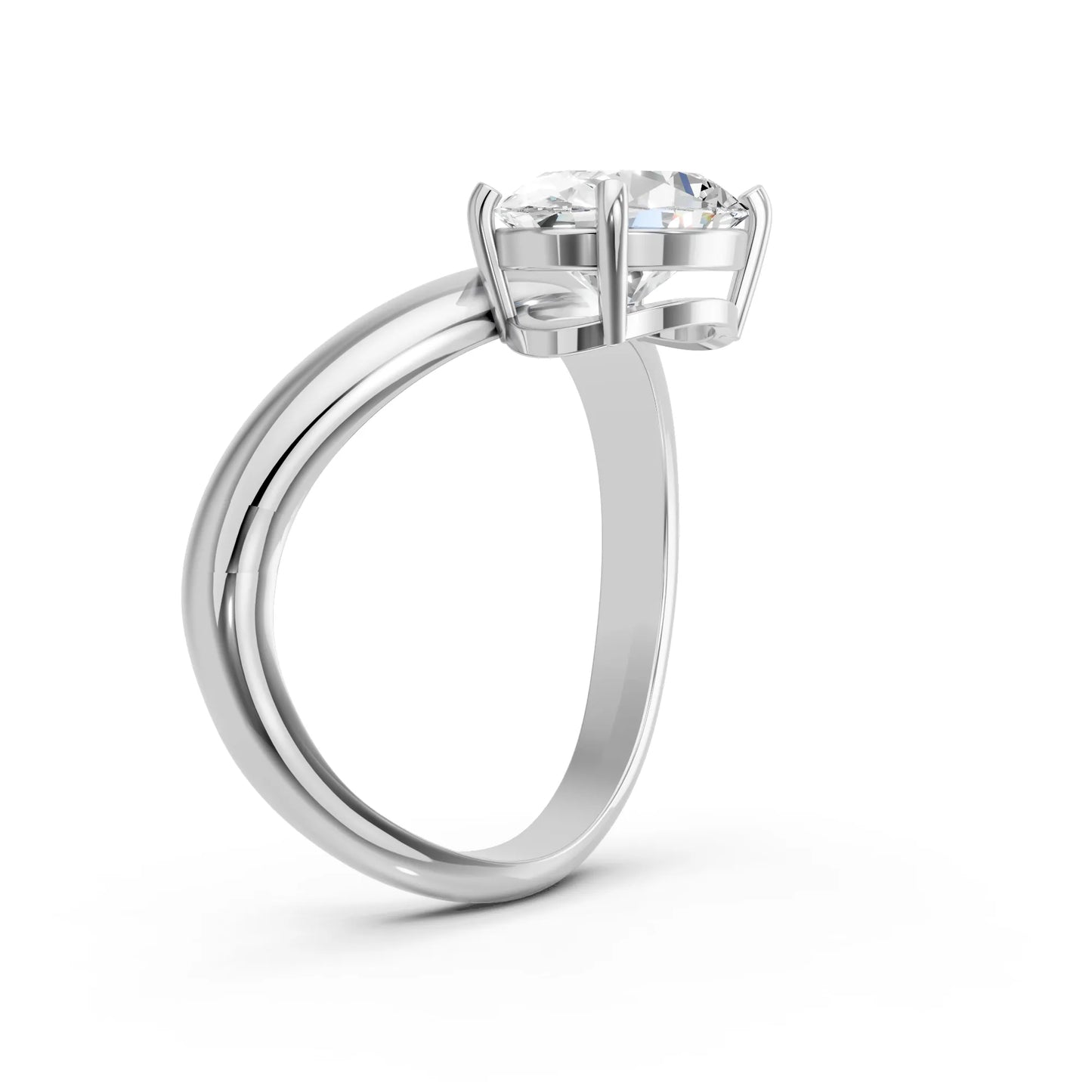 14K Gold Oval Cut Diamond Cloud Offset Engagement Ring