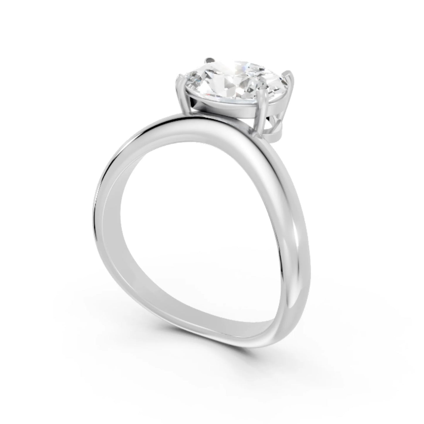 14K Gold Oval Cut Diamond Cloud Offset Engagement Ring