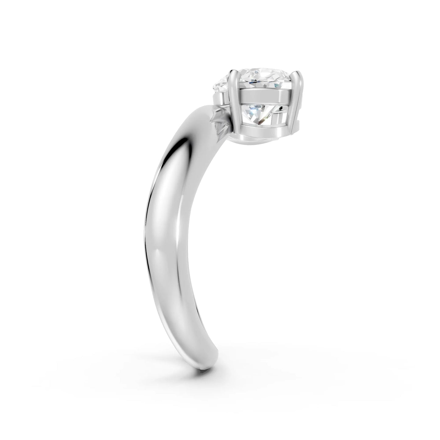 14K Gold Oval Cut Diamond Cloud Offset Engagement Ring