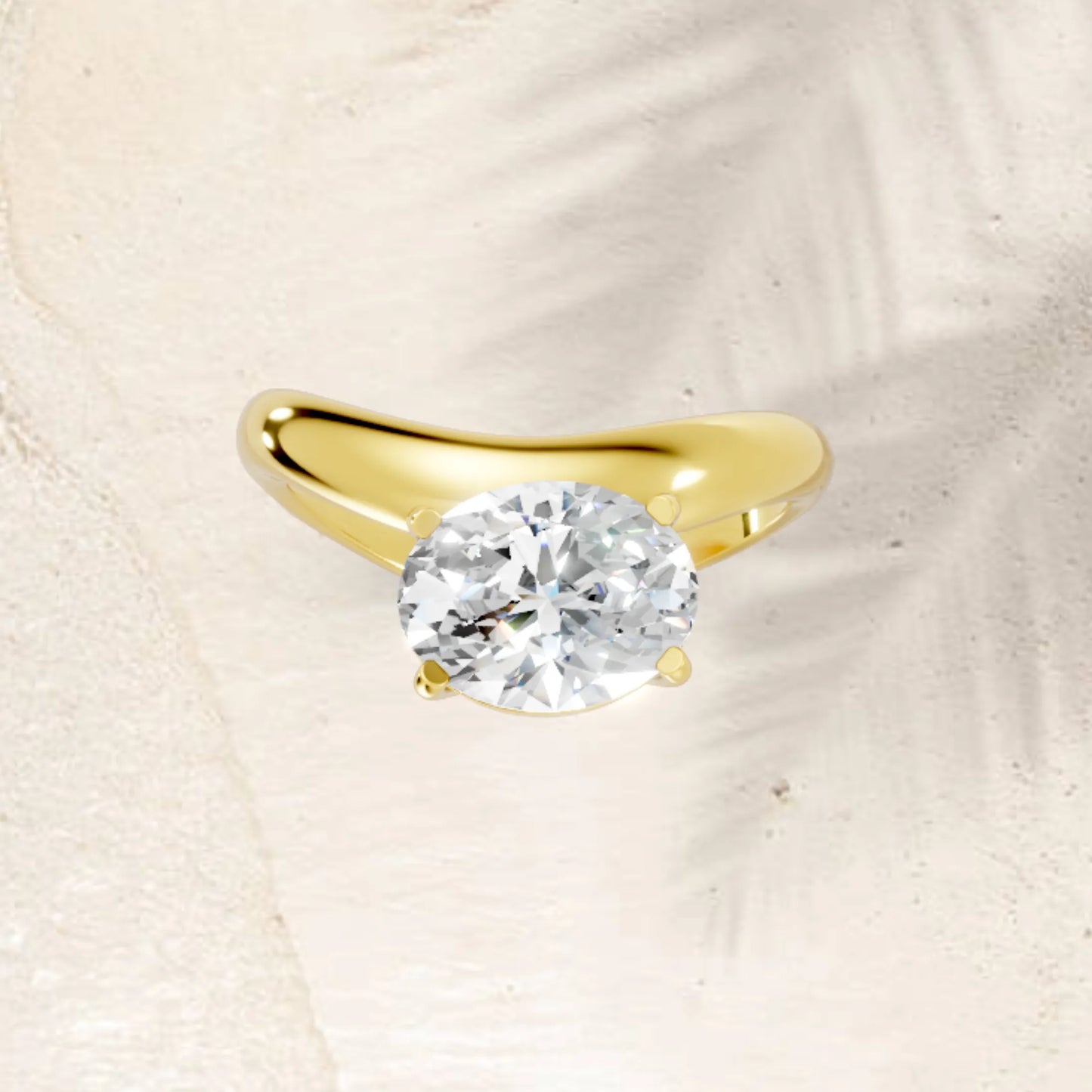 14K Gold Oval Cut Diamond Cloud Offset Engagement Ring