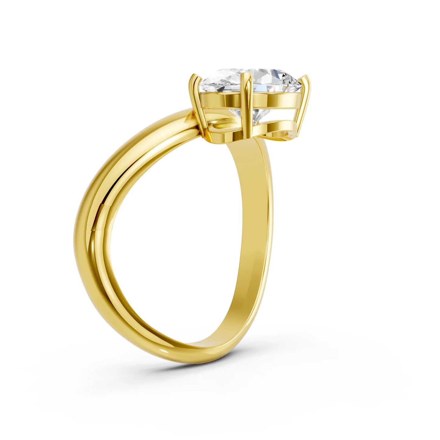 14K Gold Oval Cut Diamond Cloud Offset Engagement Ring