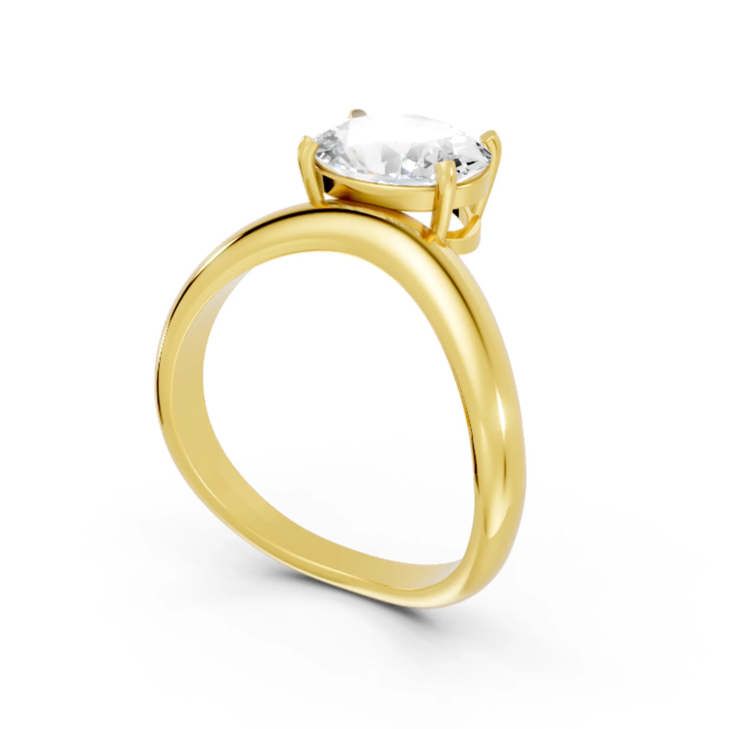 14K Gold Oval Cut Diamond Cloud Offset Engagement Ring