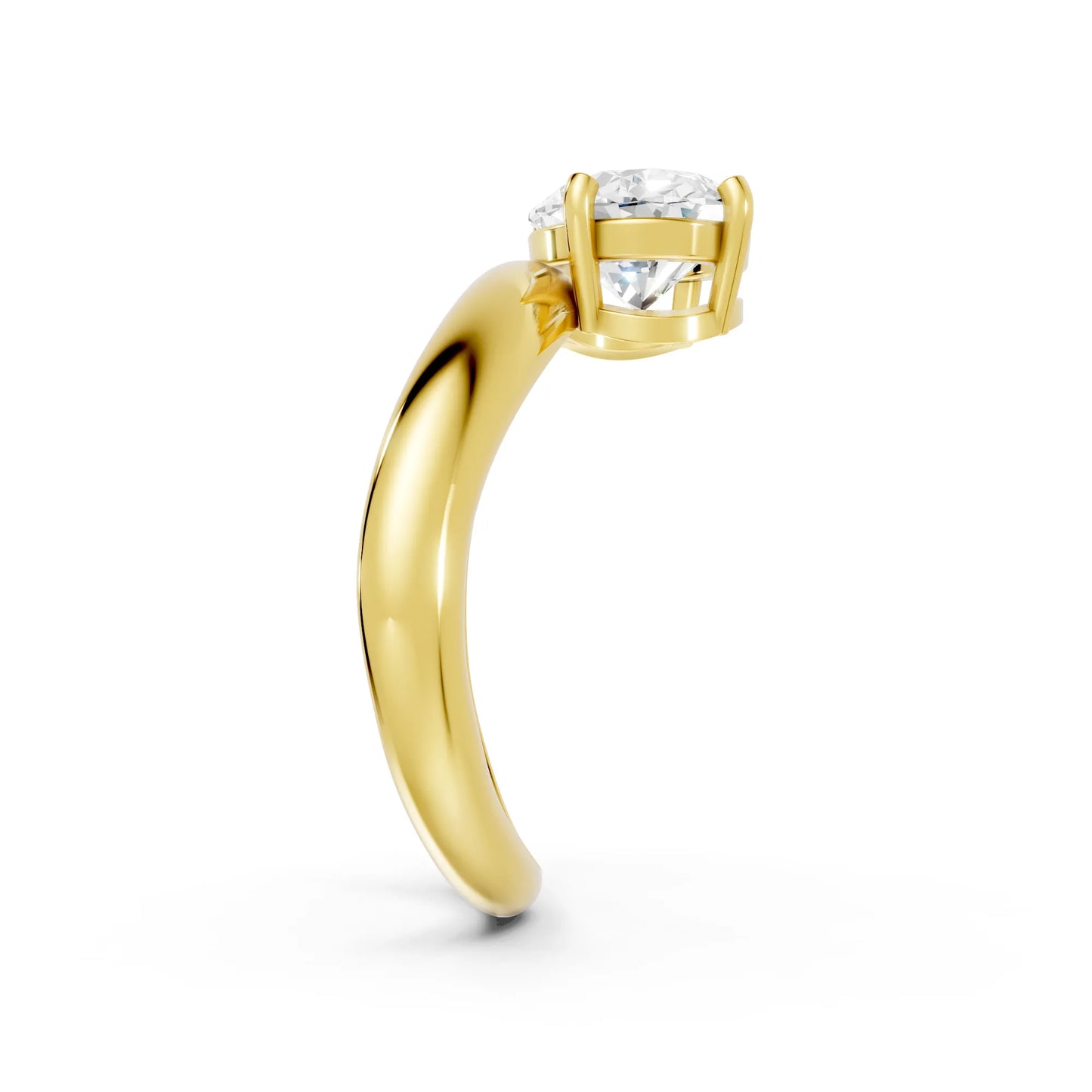 14K Gold Oval Cut Diamond Cloud Offset Engagement Ring