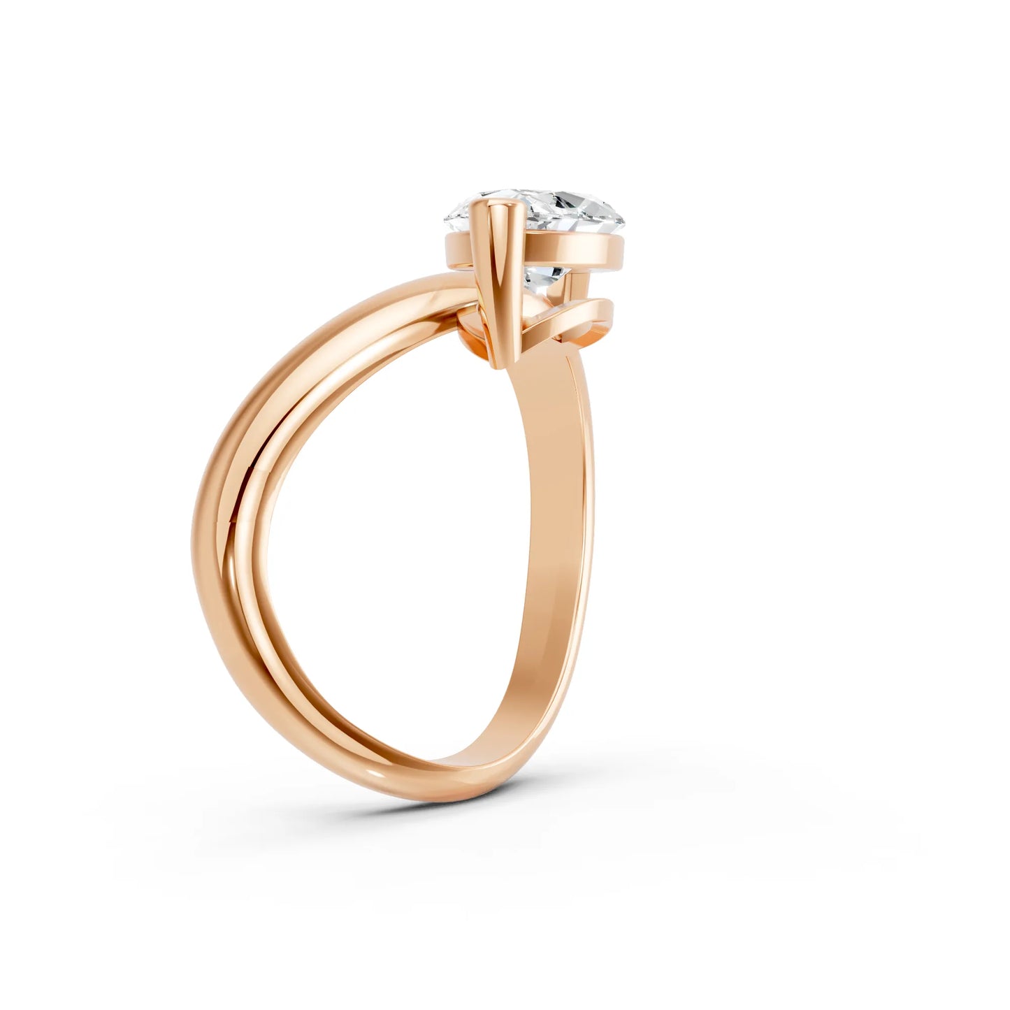 14K Gold Marquise Cut Diamond Cloud Offset Engagement Ring